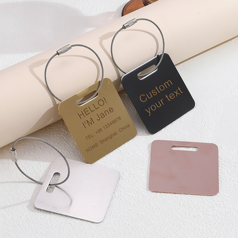 Travel Accessories Organizer - ป้ายชื่อกระเป๋าเดินทางแบบกำหนดเอง ป้ายสลักเลเซอร์ ป้ายกันหาย อุปกรณ์เสริมสำหรับการเดินทาง สแตนเลสสตีล ป้ายติดกระเป๋าเดินทางแบบส่วนตัว