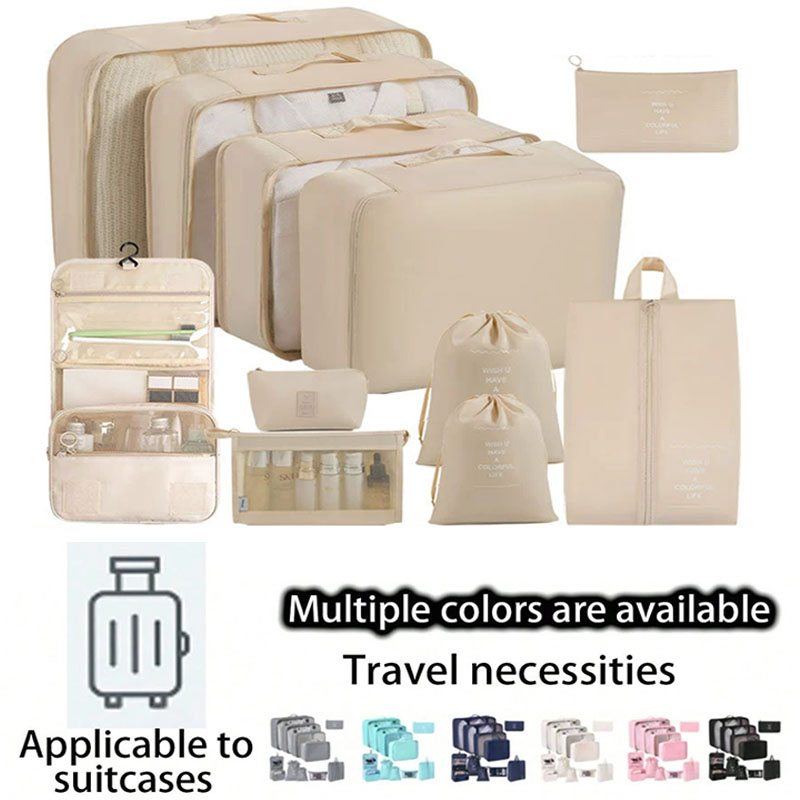 Travel Accessories Kit Bag - ชุดกระเป๋าจัดเก็บสำหรับเดินทาง 7/8/9/10 ชิ้น กระเป๋าจัดระเบียบอุปกรณ์อาบน้ำดิจิทัล กระเป๋าจัดระเบียบสำหรับใส่เสื้อผ้า รองเท้า