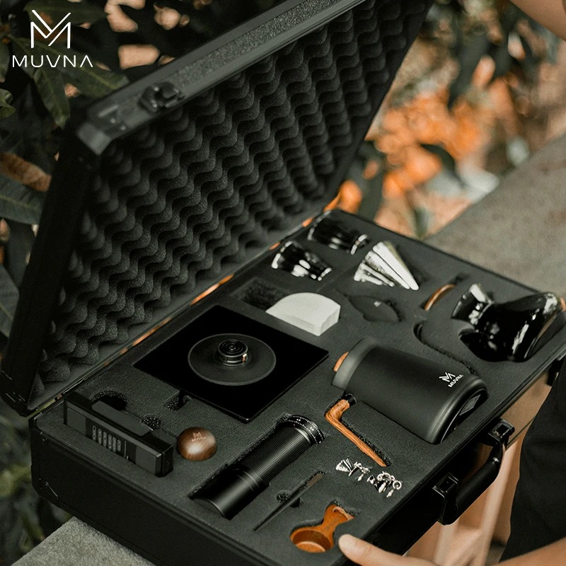 Travel Accessories Gift Set - MUVNA ชุดเครื่องชงกาแฟแบบพกพา 13 ชิ้น, ชุดชงกาแฟแบบเท, อุปกรณ์เสริมสำหรับการเดินทาง,