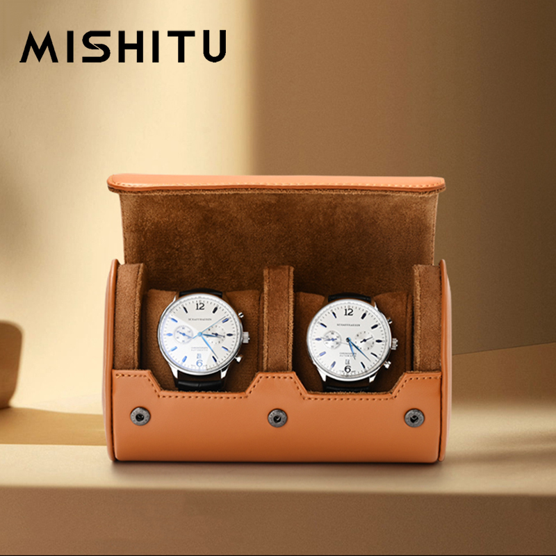 Travel Accessories Organizer - MISHITU 1/2/3-Slot นาฬิกาม้วนกระเป๋าเดินทางแบบพกพา Vintage หนังนาฬิกากล่องเก็บกระเป๋านาฬิกาผู้ชายของขวัญ