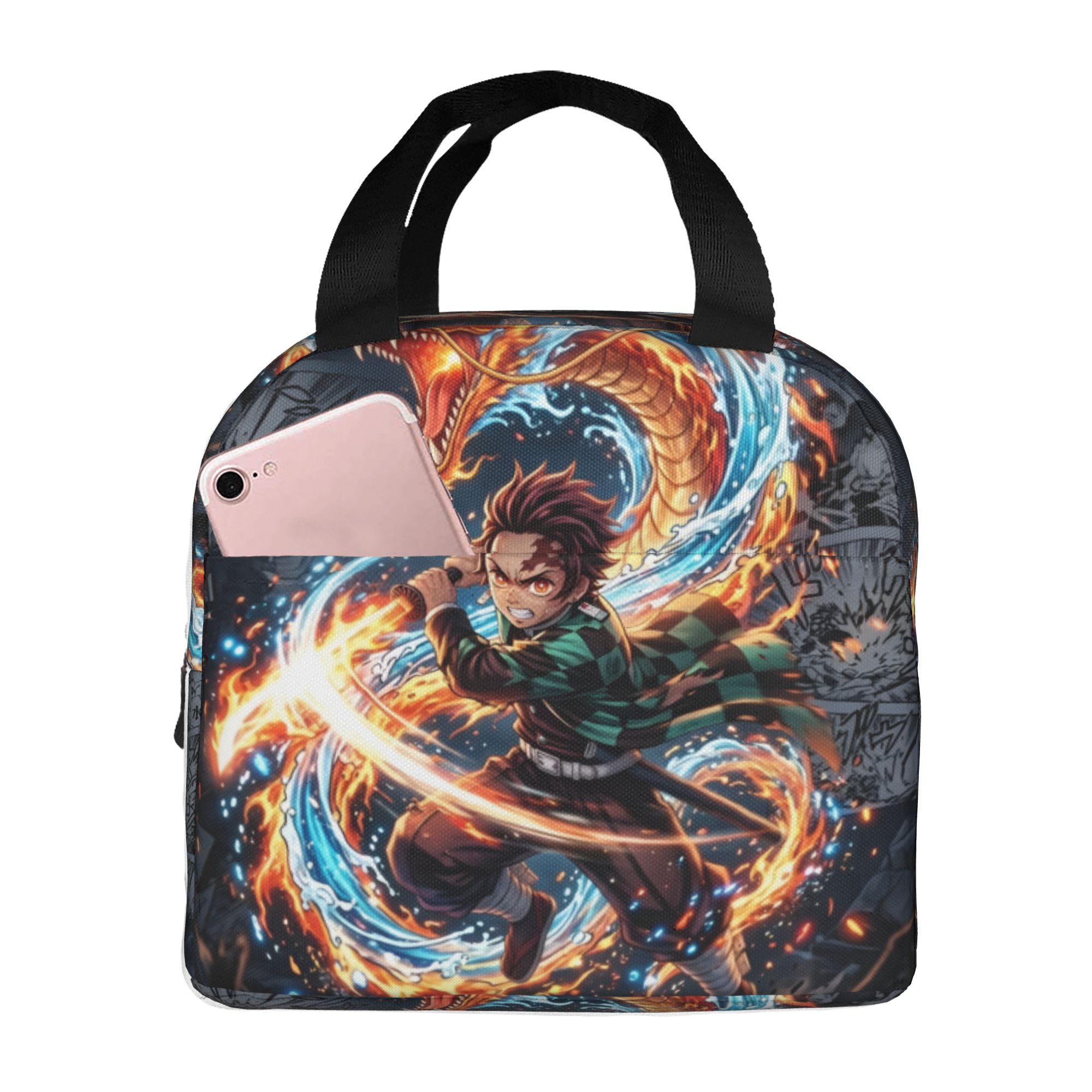 Travel Accessories 2022 - กระเป๋าใส่อาหารกลางวันแบบมีฉนวนกันความร้อนลายการ์ตูนอนิเมะ D-Demons Slayers สำหรับผู้หญิง กล่องอาหารกลางวันเก็บความร้อนแบบใช้ซ้ำได้ สำหรับการตั้งแคมป์กลางแจ้งและการเดินทาง