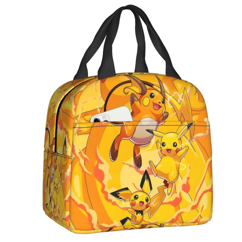 Travel Accessories 2022 - กระเป๋าใส่อาหารกลางวันแบบพกพาลายพิคาชูสุดน่ารัก พร้อมฉนวนกันความร้อน พิมพ์ลายเท่ๆ สำหรับสำนักงาน ปิกนิก และการเดินทาง