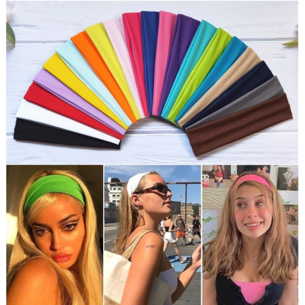 Travel Yoga Accessories - ที่คาดผมสำหรับผู้ชายและผู้หญิง ชุดที่คาดผมกีฬาแบบยืดหยุ่น ระบายเหงื่อได้ดี สวมใส่สบาย ผลิตจากโพลีเอสเตอร์ สีพื้น