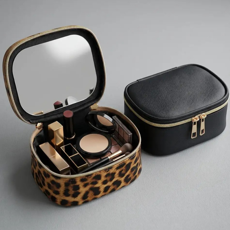 Travel Accessories Organizer Bag - กระเป๋าเครื่องสำอางแบบใหม่ปี 2026 พร้อมกระจก กระเป๋าใส่เครื่องสำอางขนาดเล็กกันน้ำสำหรับเดินทางสำหรับผู้หญิง กระเป๋าใส่เครื่องสำอางพกพา กระเป๋าเก็บเครื่องสำอาง