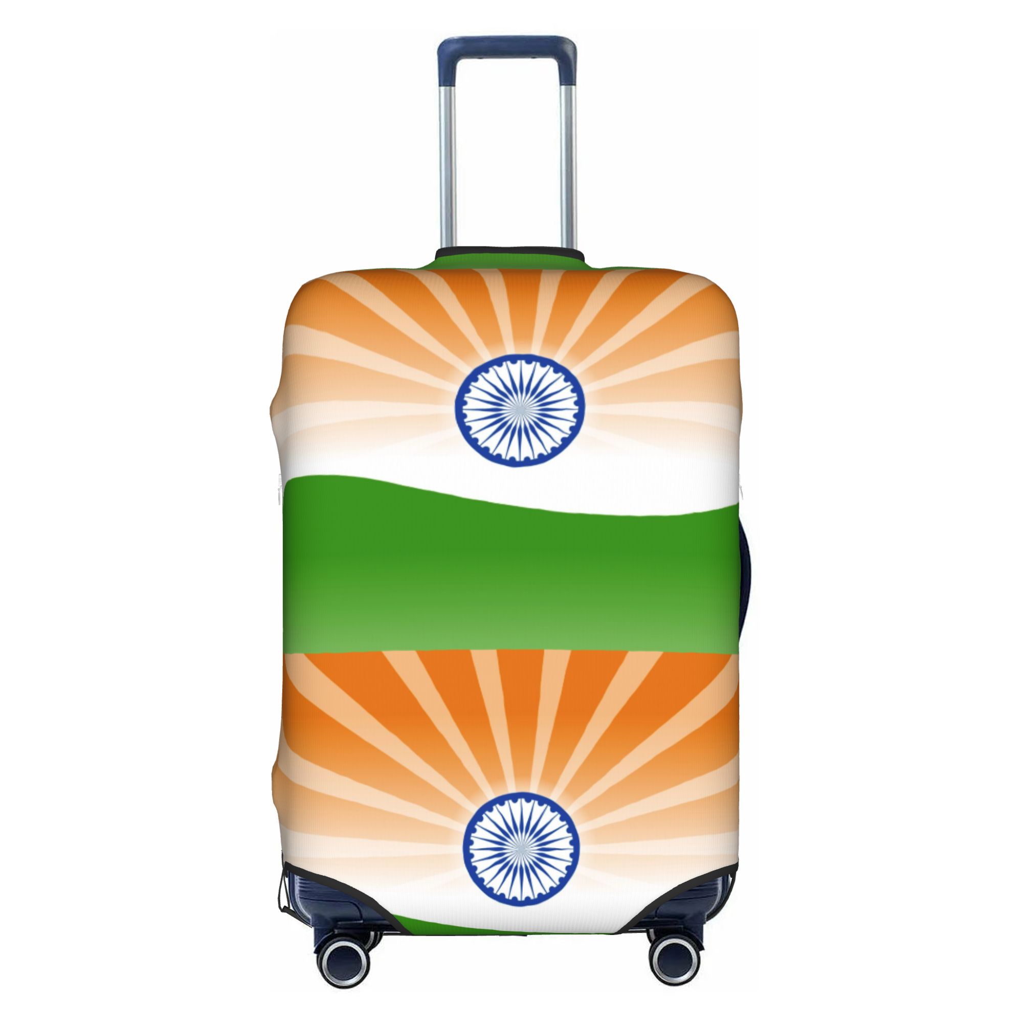 Travel Accessories India - ฝาครอบกระเป๋าเดินทางลายธงชาติอินเดีย ผ้าคลุมกระเป๋าเดินทางลายธงชาติอินเดียแบบยืดหยุ่น ขนาด 18-32 นิ้ว