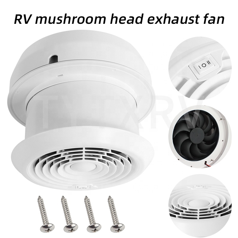 Travel Accessories - อุปกรณ์เสริม RV พัดลมดูดอากาศทรงเห็ด แรงลมสูง DC12V/24V สำหรับบ้าน