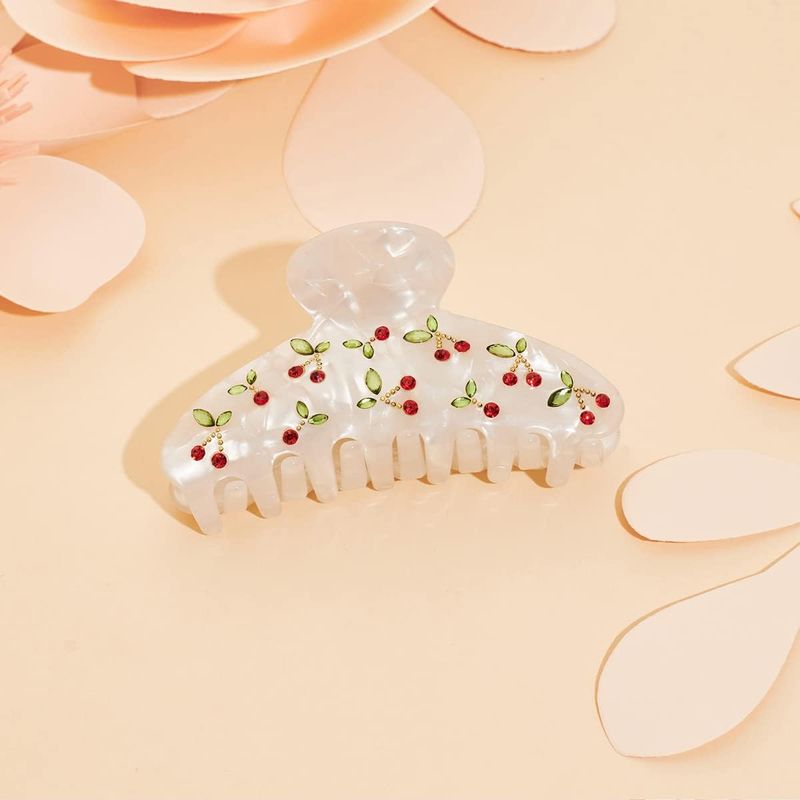 Travel Hair Accessories - กิ๊บติดผมเชอร์รี่ 1 ชิ้น, ประดับเพชร, สไตล์หวาน, ย้อนยุค,