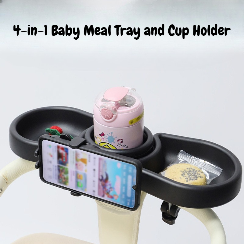 Travel Accessories For Toddlers - ถาดวางของอเนกประสงค์ 4 in 1 สำหรับรถเข็นเด็ก พร้อมที่วางแก้วและถาดคู่