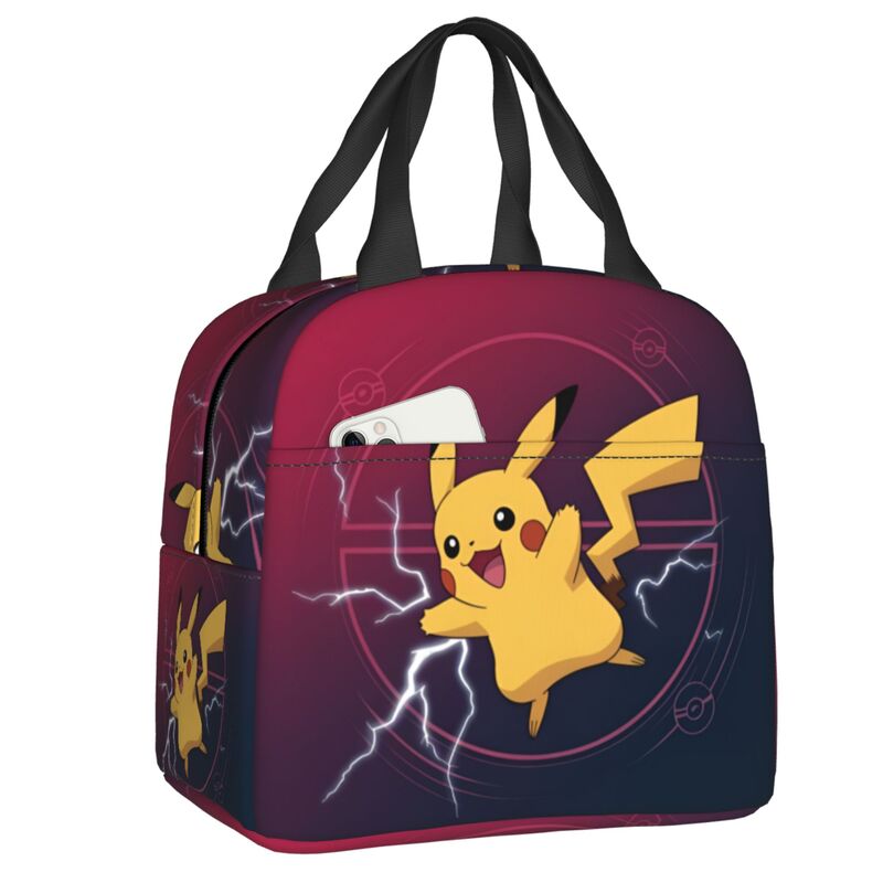 Travel Accessories 2022 - กระเป๋าใส่อาหารกลางวันแบบมีฉนวนลายโปเกมอน พิคาชู สำหรับผู้หญิง ลายพิมพ์น่ารัก ทนทาน กล่องเก็บความเย็น