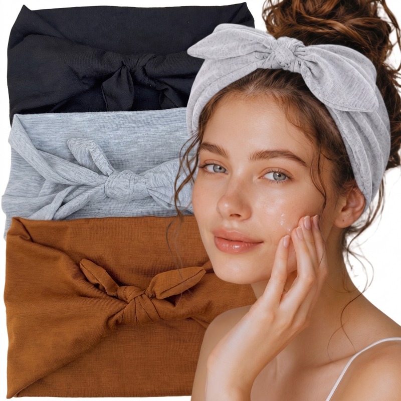 Travel Yoga Accessories - ที่คาดผมแบบโบว์ แถบยางยืดกว้างสำหรับผู้หญิง ใช้สำหรับล้างหน้า แต่งหน้า โยคะ ฟิตเนส
