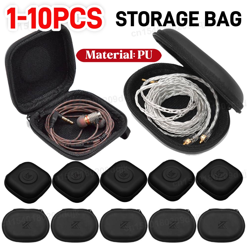 Travel Accessories Organizer Bag - 1-10PCS KZ หูฟังเคสหนัง PU รูปไข่กล่องหูฟังกระเป๋าเดินทางกันฝุ่นออแกไนเซอร์ขนาดเล็กผู้ถืออุปกรณ์เสริมชุดหูฟัง