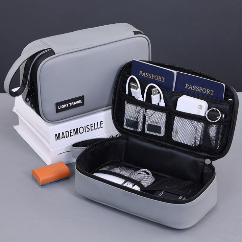 Travel Accessories Organizer - กระเป๋าเก็บอุปกรณ์ดิจิตอลแบบพกพา น้ำหนักเบา มีหลายช่อง สำหรับจัดเก็บอุปกรณ์อิเล็กทรอนิกส์ เหมาะสำหรับการเดินทาง ธุรกิจ
