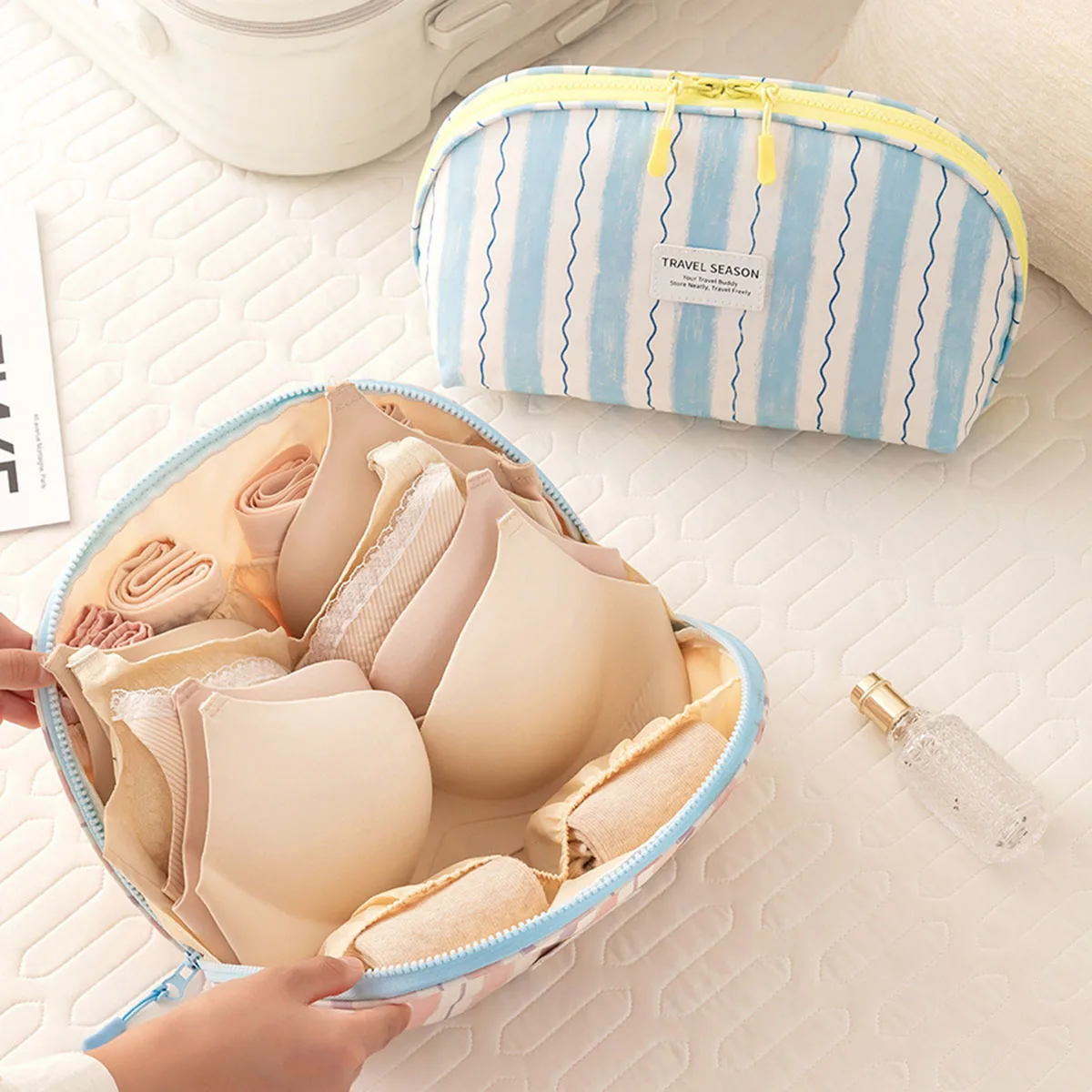 Travel Accessories Organizer - กระเป๋าเก็บชุดชั้นในแบบพกพาอเนกประสงค์กระเป๋าเดินทางผ้าอ็อกซ์ฟอร์ดกระเป๋าเดินทางสำหรับถุงเท้าบราอุปกรณ์เสริม