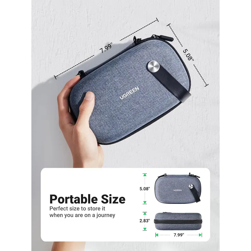 Travel Accessories And Gadgets - กระเป๋าอุปกรณ์เสริมสำหรับเดินทาง UGREEN ของแท้ กระเป๋าจัดเก็บสายเคเบิลแบบพกพา กล่องแข็งสำหรับอุปกรณ์อิเล็กทรอนิกส์ กระเป๋าใส่แกดเจ็ตขนาดเล็กสำหรับที่ชาร์จและหูฟัง