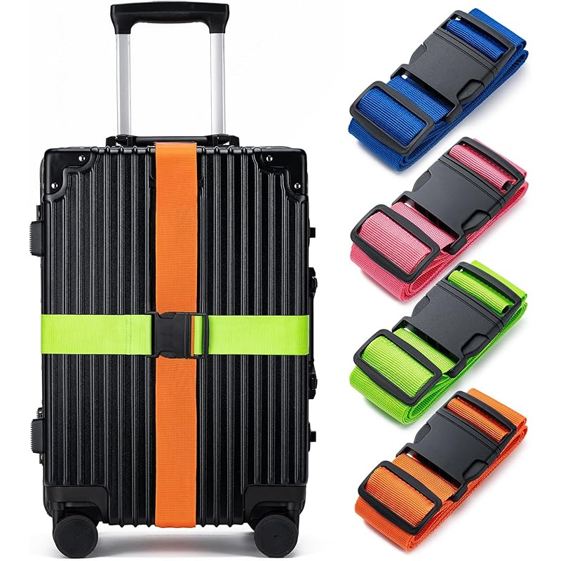 Travel Accessories Gift Set - ชุดสายรัดกระเป๋าเดินทาง 4 ชิ้น, สายรัดยึดกระเป๋าเดินทาง, สายรัดกระเป๋าเดินทาง, ใช้สำหรับปิดผนึกและระบุกระเป๋าเดินทางได้อย่างสะดวก