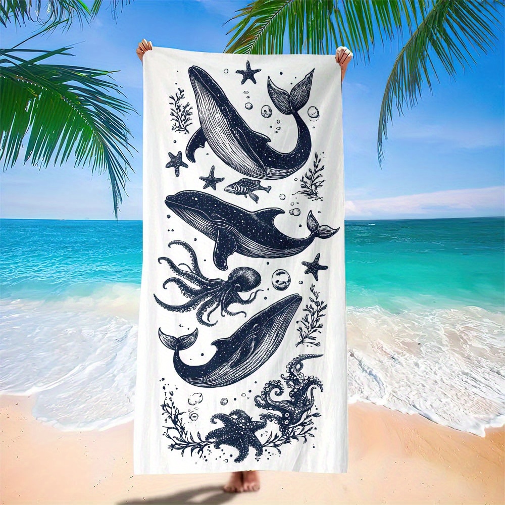 ผ้าขนหนูชายหาดลายสัตว์ทะเล 1 ช - Travel Yoga Accessories บทวิจารณ์และราคา