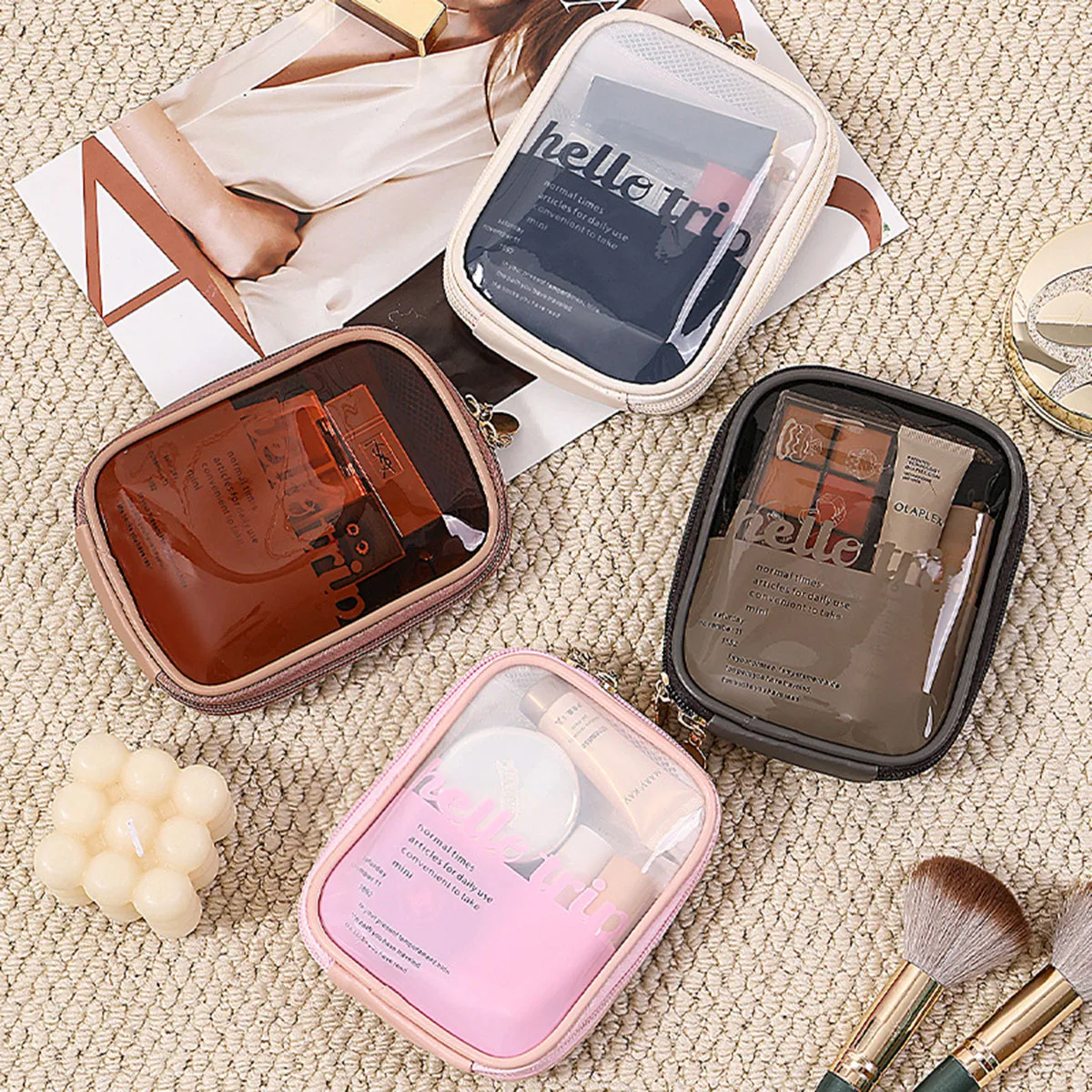 กระเป๋าเครื่องสำอางแบบโปร่งใสพ - Travel Accessories Organizer Bag บทวิจารณ์และราคา