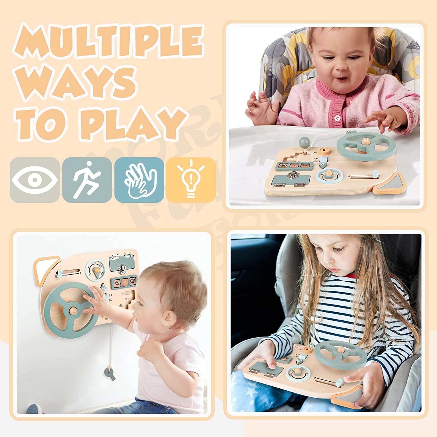 Montessori ของเล่นพวงมาลัยไม้  - Travel Accessories For Toddlers บทวิจารณ์และราคา